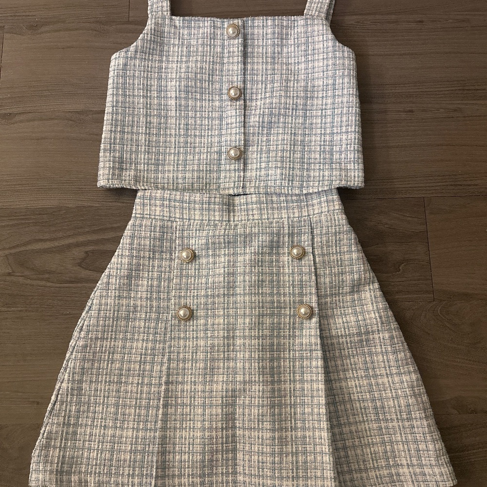 Korean Kpop Two Piece Tweed Small Set